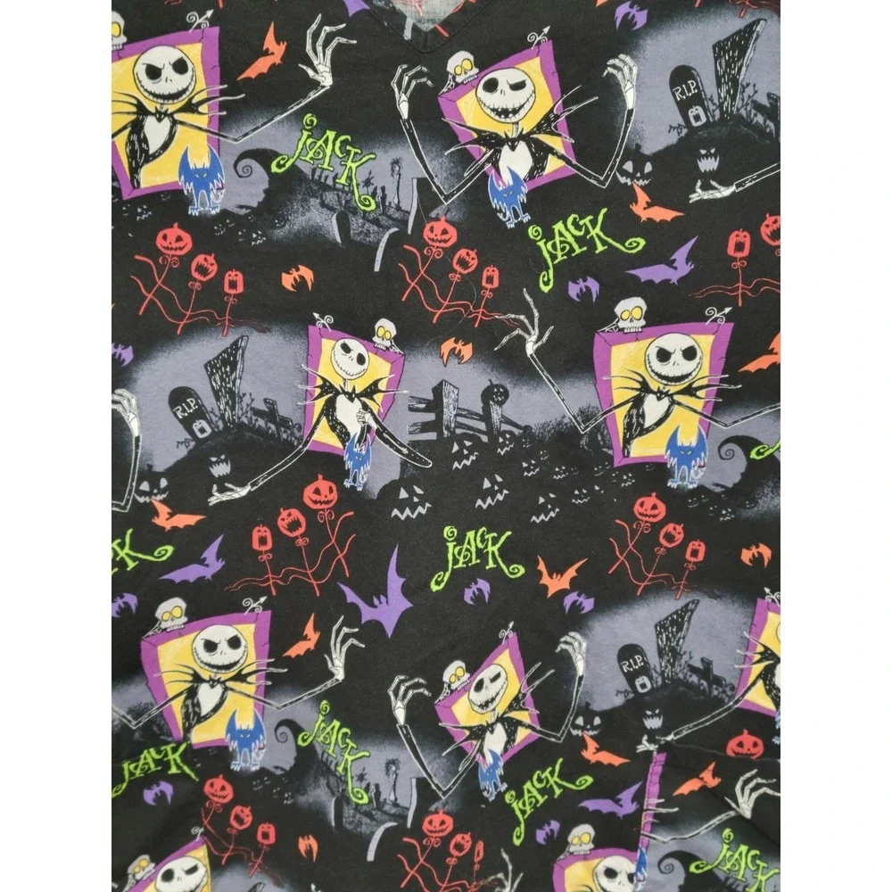 Nightmare Before Christmas Scrub Top Shirt Jack Lg Disney Tim Burton